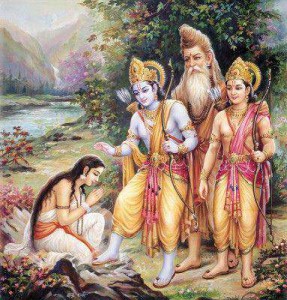 Ahalya being liberated from her curse by Lord Rama