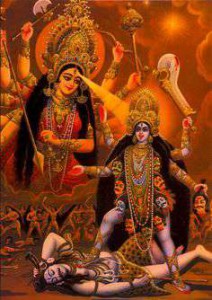 Goddess Kali defeating Demon Raktabija
