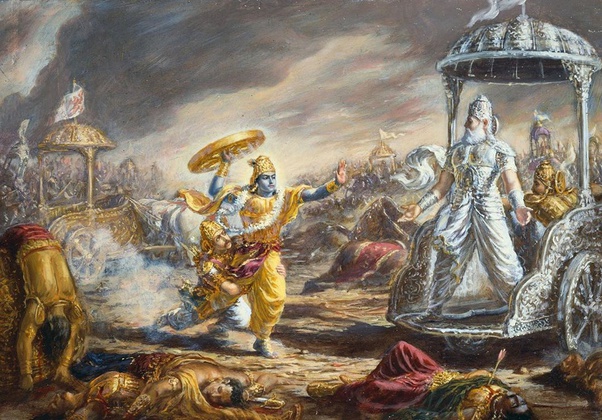 Krishna attacks Bhishma - Mahabharata